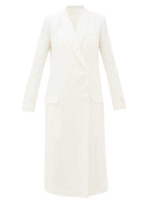 Matchesfashion.com Haider Ackermann - Double-breasted Linen-blend Coat - Womens - Ivory