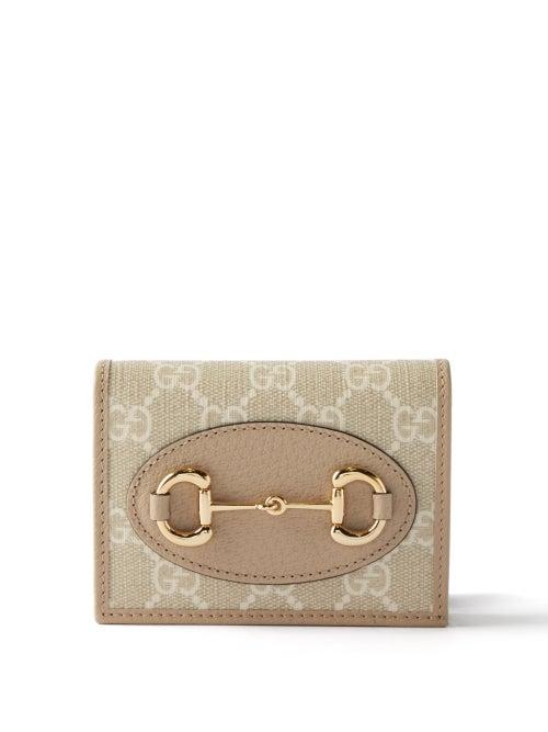 Gucci - 1955 Horsebit Gg-canvas And Leather Cardholder - Womens - White Multi