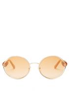 Matchesfashion.com Chlo - Dillie Bead-embellished Oval Metal Sunglasses - Womens - Brown Gold