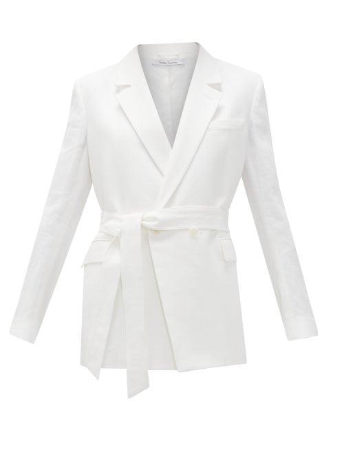 Matchesfashion.com Another Tomorrow - Double-breasted Belted Organic-linen Jacket - Womens - White