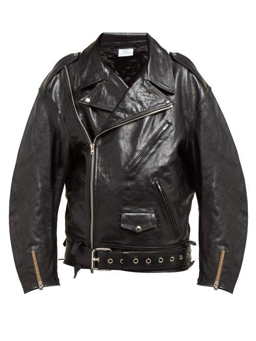 Matchesfashion.com Vetements - Oversized Leather Biker Jacket - Womens - Black