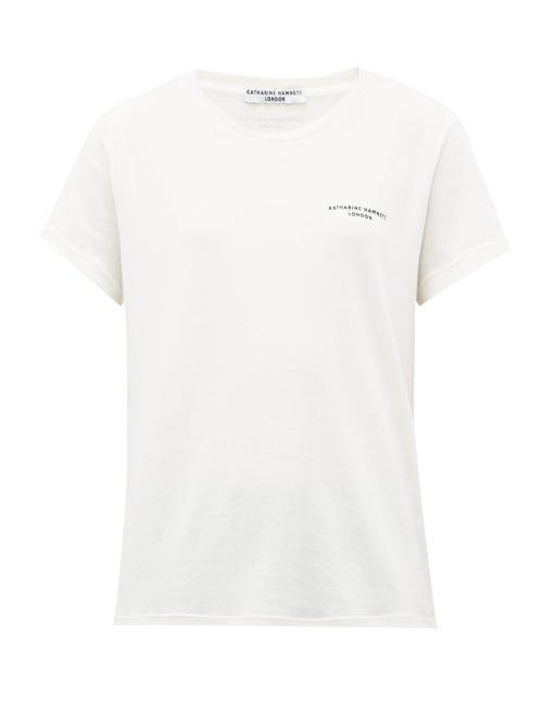Matchesfashion.com Katharine Hamnett London - Logo Printed Cotton T Shirt - Womens - White