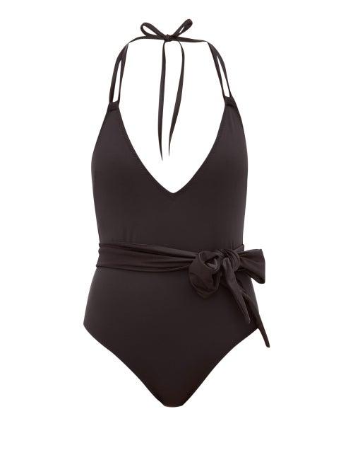 Matchesfashion.com Solid & Striped - The Lou Shimmer-sash Swimsuit - Womens - Black
