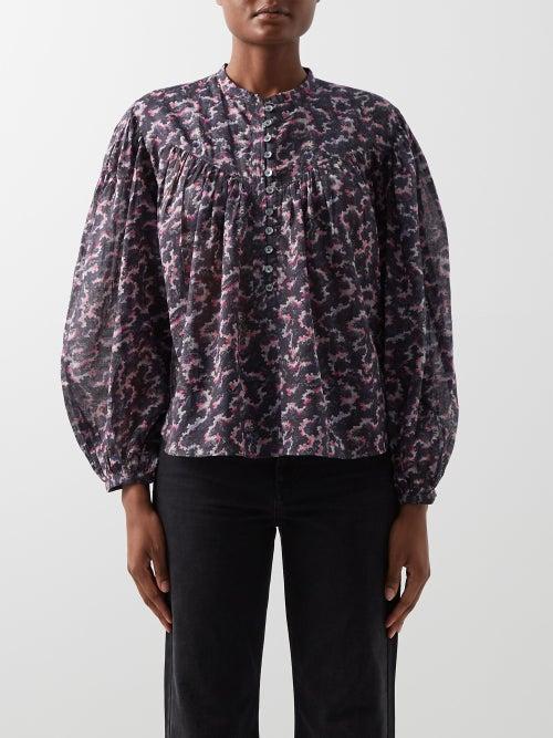 Isabel Marant Toile - Salika Printed Cotton Blouse - Womens - Black Multi