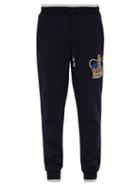 Matchesfashion.com Dolce & Gabbana - Crown Embroidered Cotton Track Pants - Mens - Navy