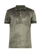 Tom Ford - Velour Polo Shirt - Mens - Grey