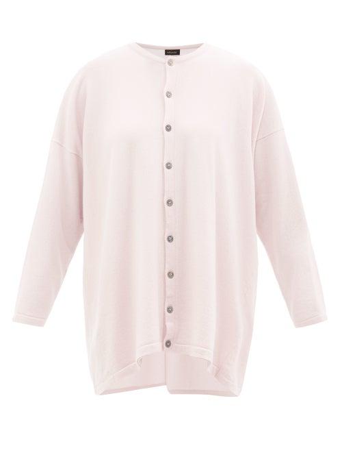 Eskandar - Dip-hem Cashmere Cardigan - Womens - Light Pink