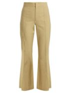 Matchesfashion.com Isabel Marant - Reeves Kick Flare Linen Blend Cropped Trousers - Womens - Khaki