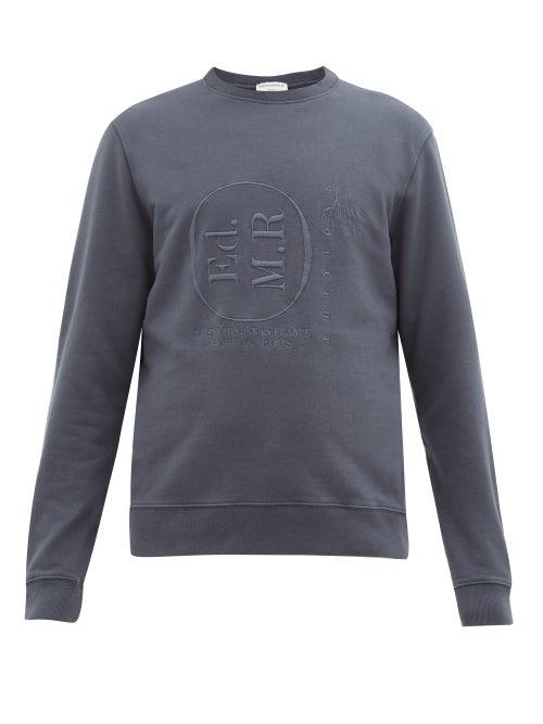 Matchesfashion.com Ditions M.r - League Logo-embroidered Cotton-loopback Sweatshirt - Mens - Navy