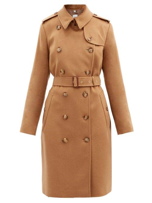 Matchesfashion.com Burberry - Kensington Felted-cashmere Trench Coat - Womens - Bronze