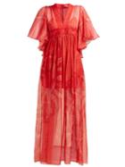 Matchesfashion.com Three Graces London - X Zandra Rhodes Gabrielle Silk Maxi Dress - Womens - Red Multi