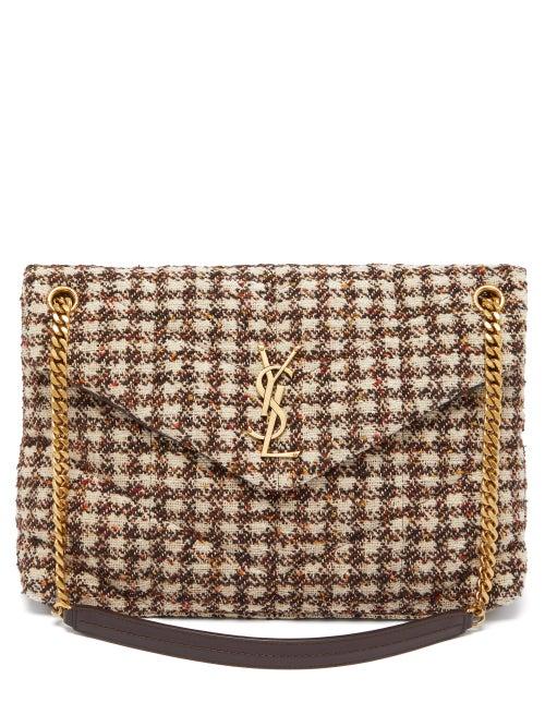 Saint Laurent - Loulou Checked Tweed Shoulder Bag - Womens - Multi