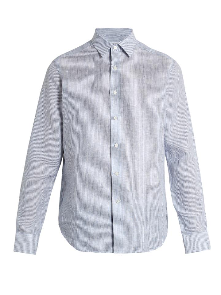 Loewe Point-collar Striped Linen Shirt