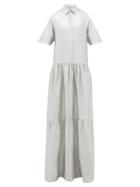 Matchesfashion.com White Story - Operato Metallic-coated Linen Maxi Dress - Womens - Silver