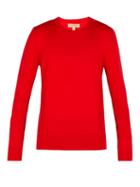 Matchesfashion.com Burberry - Check Insert Merino Wool Sweater - Mens - Red