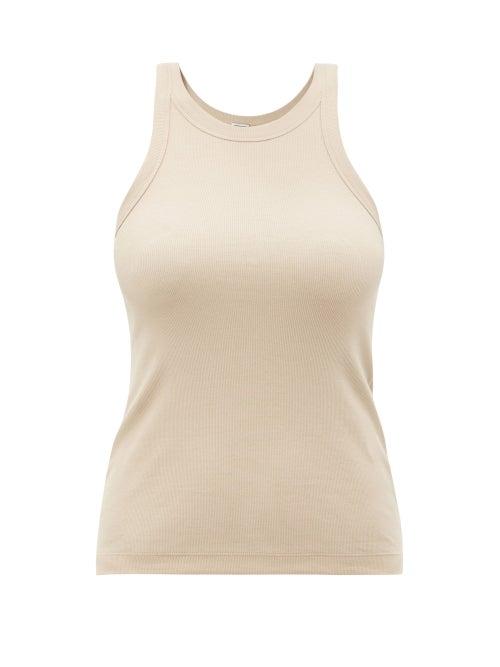 Totme - Ribbed Organic Cotton-blend Jersey Tank Top - Womens - Beige