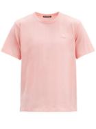 Matchesfashion.com Acne Studios - Nash Face Logo-appliqu Organic-cotton T-shirt - Mens - Pink