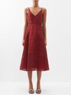 Erdem - Doris Floral-cloqu Organza Dress - Womens - Red