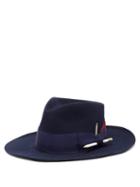 Matchesfashion.com Nick Fouquet - Rimbaud Pencil-embellished Felt Fedora Hat - Mens - Blue
