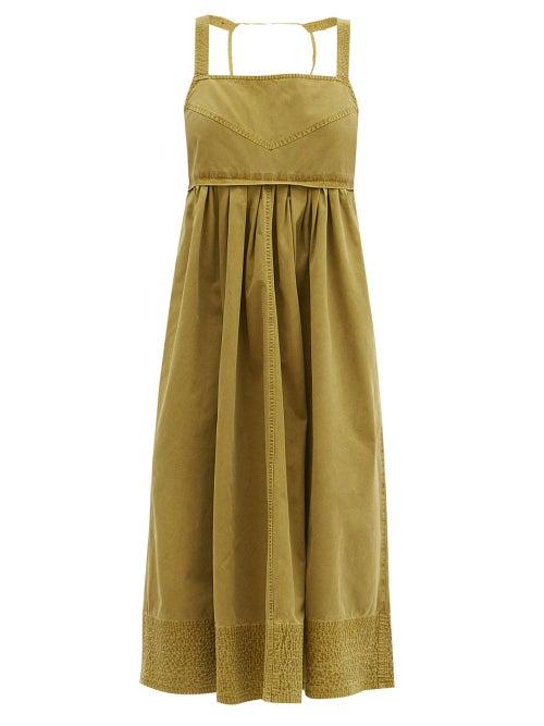 Matchesfashion.com Proenza Schouler White Label - Empire-waist Cotton-canvas Dress - Womens - Khaki
