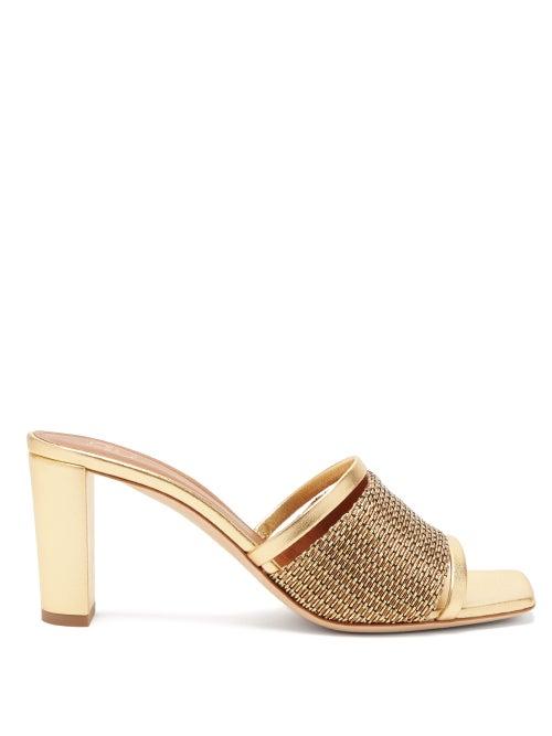 Matchesfashion.com Malone Souliers - Demi Beaded Metallic-leather Mules - Womens - Gold