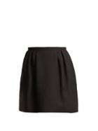 Matchesfashion.com Valentino - Pleated Wool And Silk Blend Skirt - Womens - Black