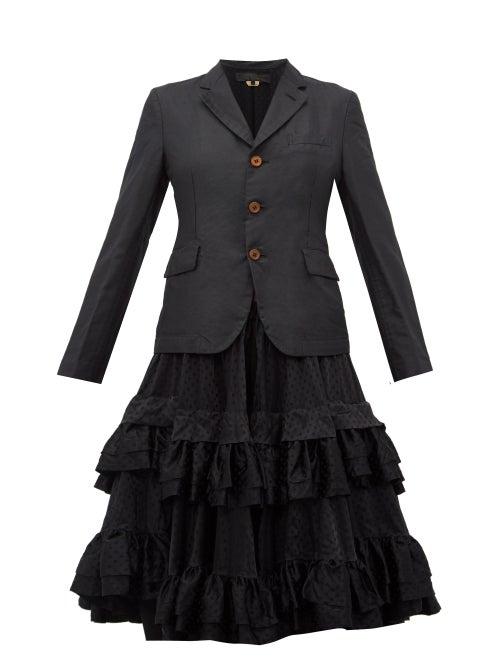 Matchesfashion.com Comme Des Garons Comme Des Garons - Tiered Ruffle Skirt Twill Blazer - Womens - Black
