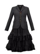 Matchesfashion.com Comme Des Garons Comme Des Garons - Tiered Ruffle Skirt Twill Blazer - Womens - Black