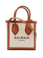 Balmain - B-army Mini Canvas And Leather Cross-body Bag - Womens - Tan Multi