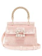 Matchesfashion.com Roger Vivier - Viv' Crystal-embellished Velvet Bag - Womens - Light Pink