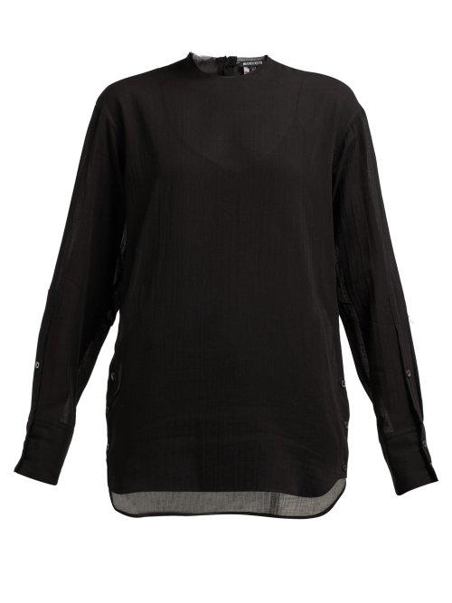 Matchesfashion.com Ann Demeulemeester - Buttoned Cotton Blend Blouse - Womens - Black