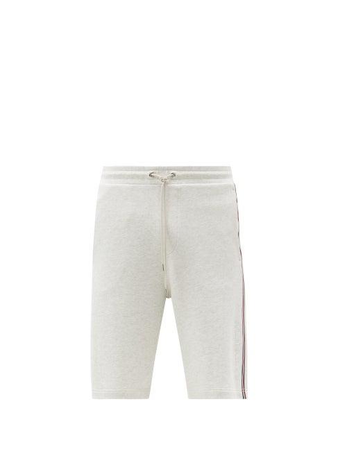 Matchesfashion.com Moncler - Side-stripe Cotton-jersey Track Shorts - Mens - Light Grey