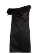 Balenciaga Asymmetric Off-the-shoulder Satin Mini Dress