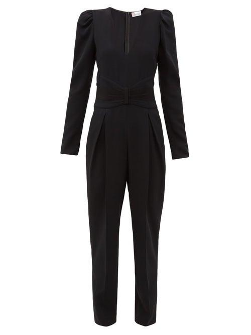 Matchesfashion.com Redvalentino - Pleated Crepe Jumpsuit - Womens - Black
