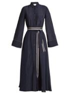 Matchesfashion.com On The Island - Striped Double Belt Dress - Womens - Navy