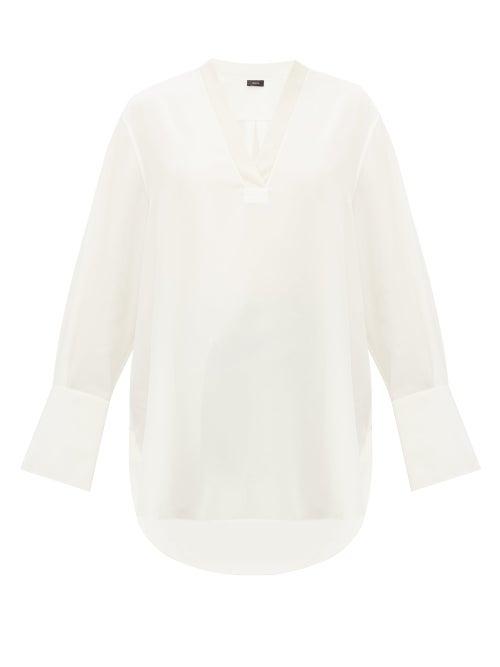 Matchesfashion.com Joseph - Miller V-neck Silk Blouse - Womens - Ivory