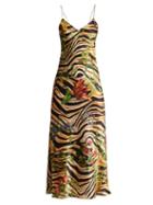 Matchesfashion.com Adriana Iglesias - Jadi Printed Silk Dress - Womens - Brown Multi