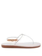 Matchesfashion.com Ancient Greek Sandals - Katerina T-bar Metallic-leather Sandals - Womens - Silver