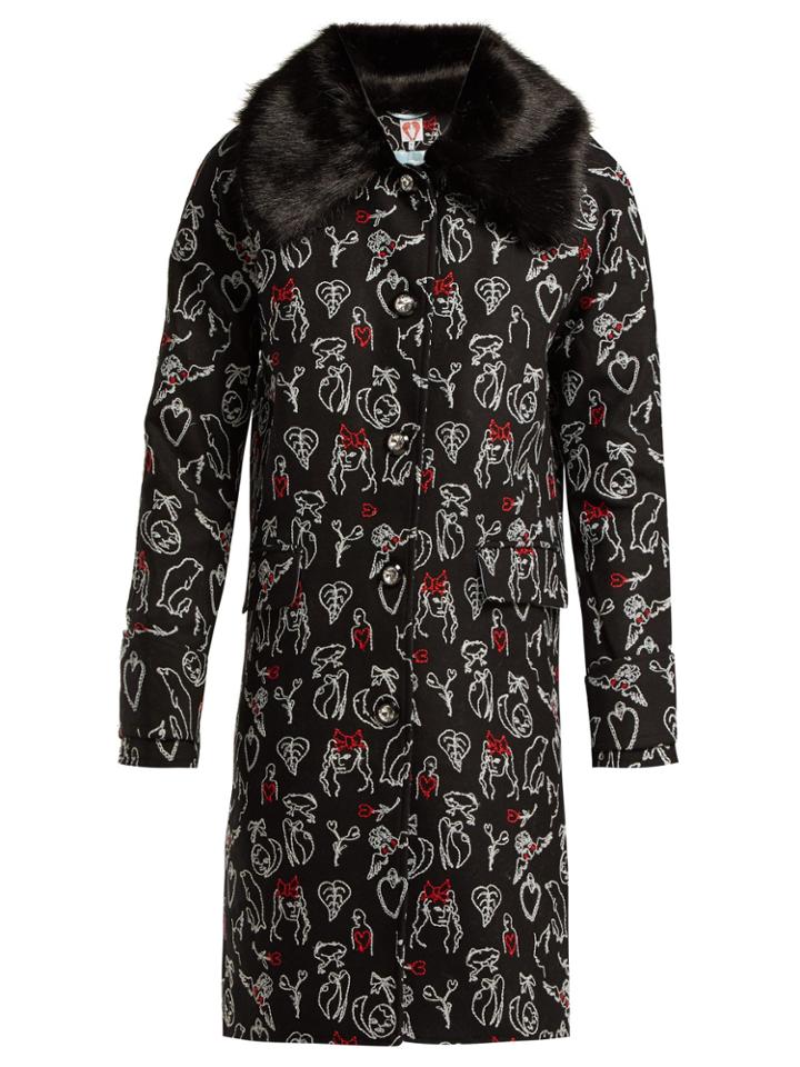 Shrimps Erin Embroidered Wool-blend Coat