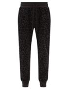 Dolce & Gabbana - Leopard-flock Cotton-jersey Track Pants - Mens - Black Multi