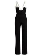 Matchesfashion.com Galvan - Arabesque Bi Colour Crepe Jumpsuit - Womens - Black White