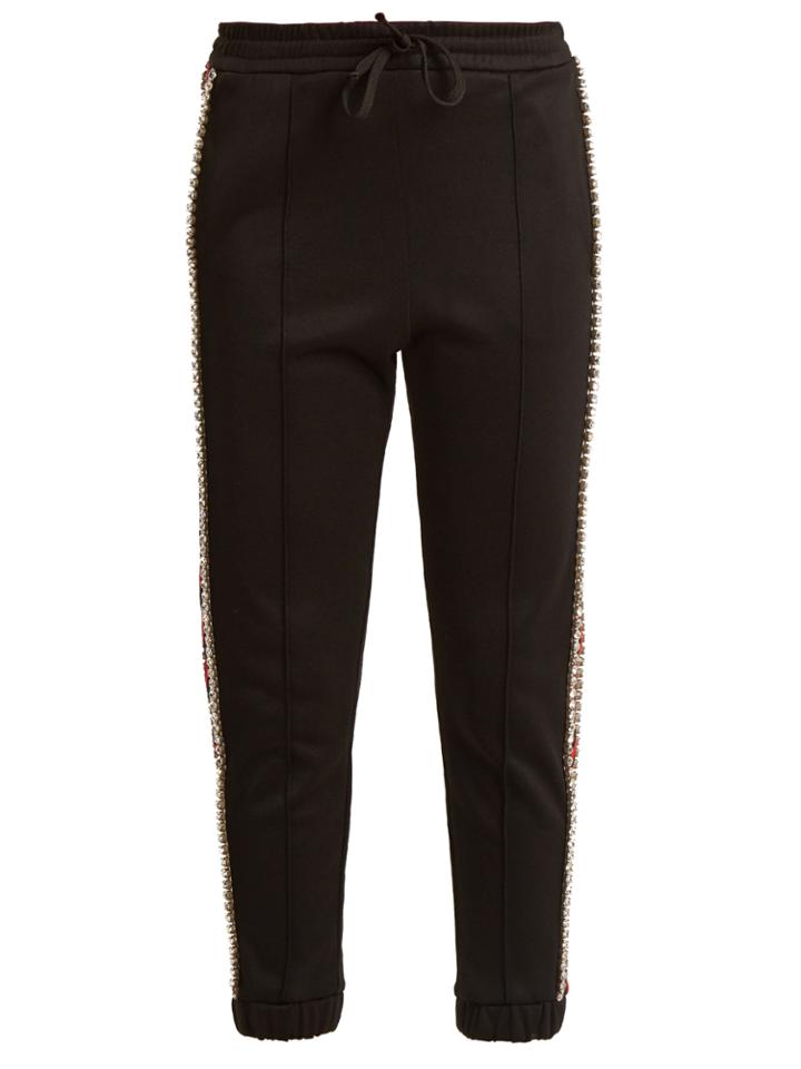Gucci Crystal-embellished Cropped Jersey Trousers