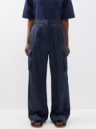 Tibi - Stella Satin Cargo Trousers - Womens - Blue Navy