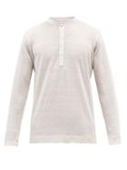120 Lino 120% Lino - Linen-jersey Henley Shirt - Mens - Grey