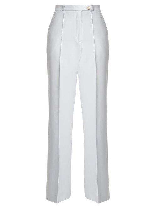 Matchesfashion.com Alexachung - High Rise Wide Leg Wool Trousers - Womens - Light Blue