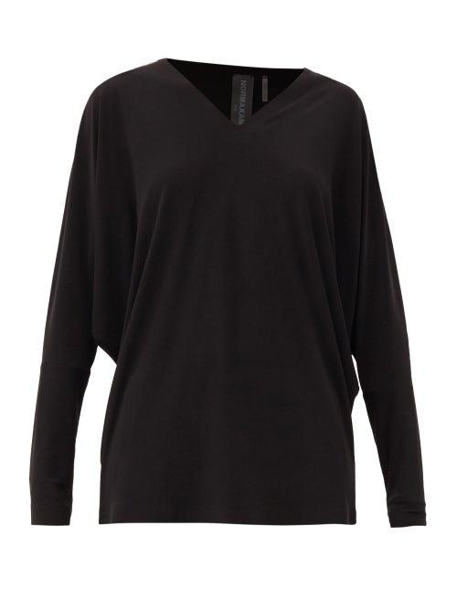 Matchesfashion.com Norma Kamali - V-neck Dolman-sleeve Jersey Top - Womens - Black
