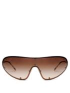 Matchesfashion.com Prada Eyewear - Logo Engraved Shield Metal Sunglasses - Womens - Gold