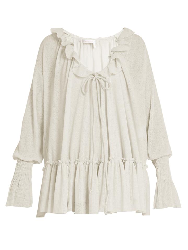 See By Chloé Ruffle-trimmed Gauze-jersey Blouse