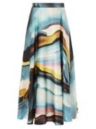 Roksanda - Colvin Marble-print Silk-satin Midi Skirt - Womens - Multi