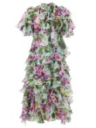 Dolce & Gabbana - Ruffled Floral-print Silk-chiffon Midi Dress - Womens - Purple Multi